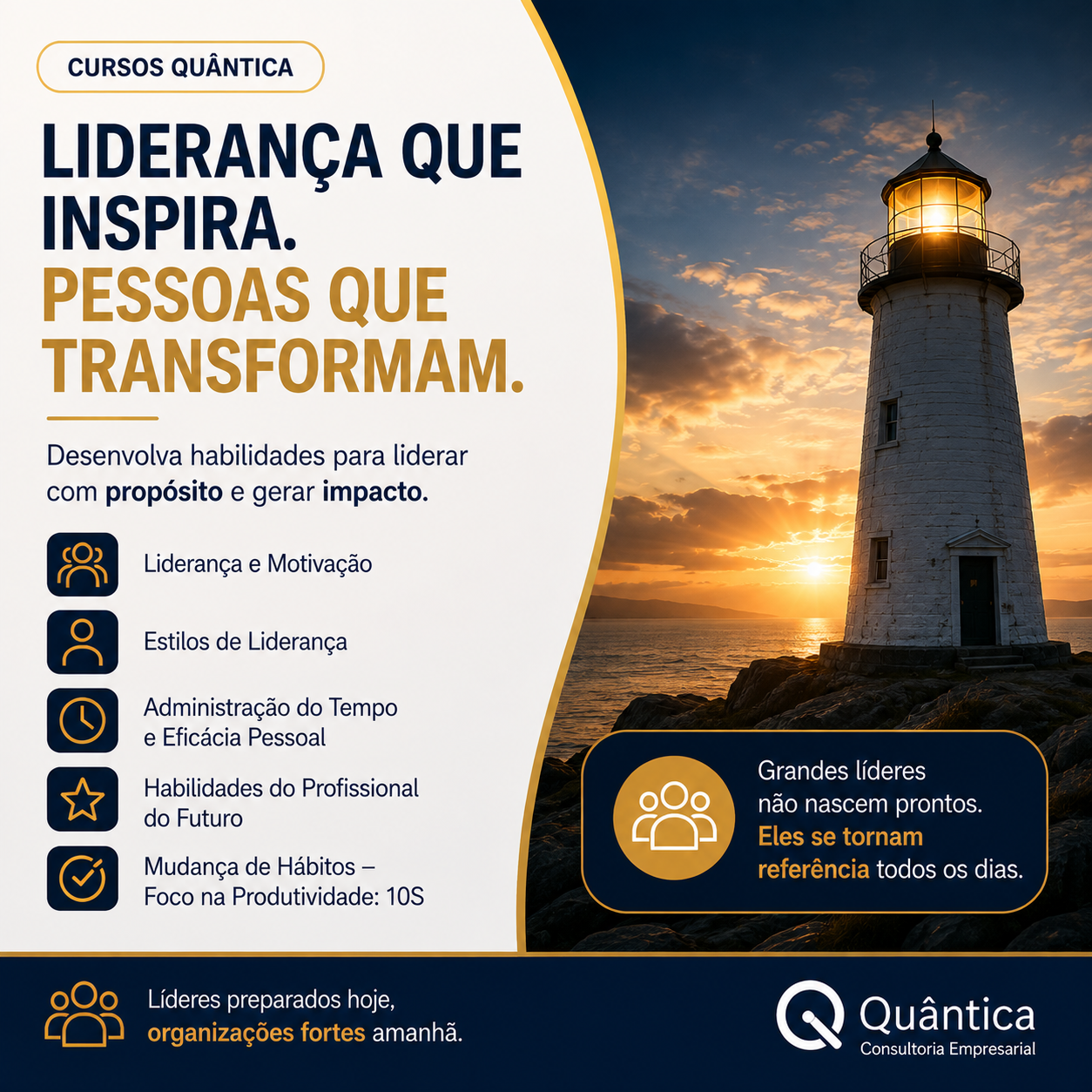 Flyer dos treinamentos da Quântica Consultoria Empresarial